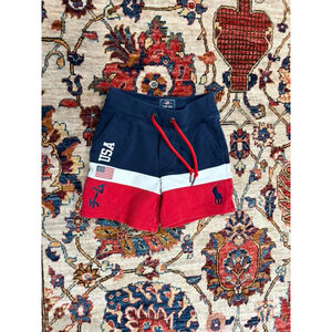 Polo Ralph Lauren Toddler Boys USA Olympics Navy Red Fleece Shorts Size 2T